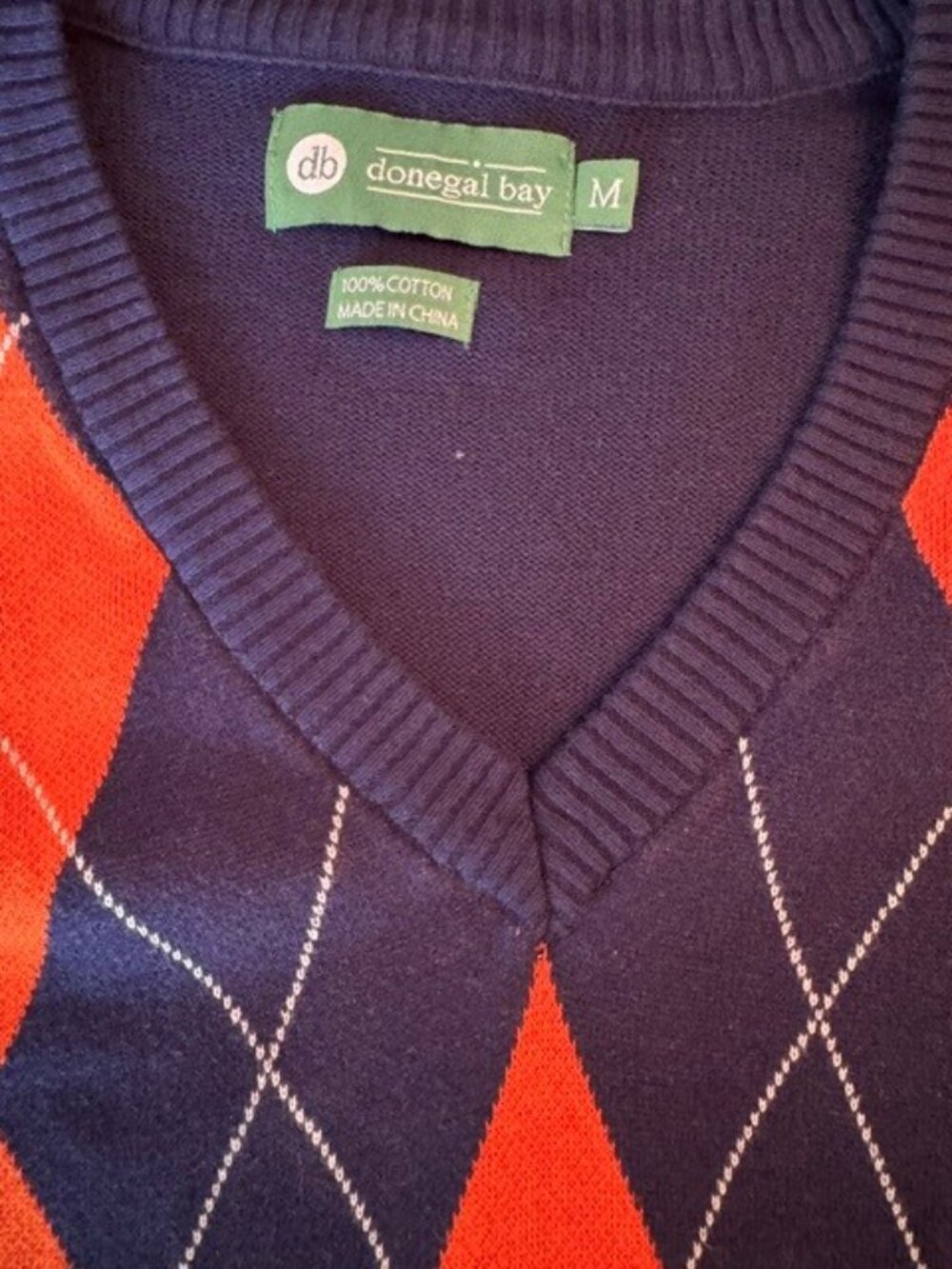 Donegal Bay Syracuse University Orange and Blue Argyle Sweater Vest - Picture 3 of 3